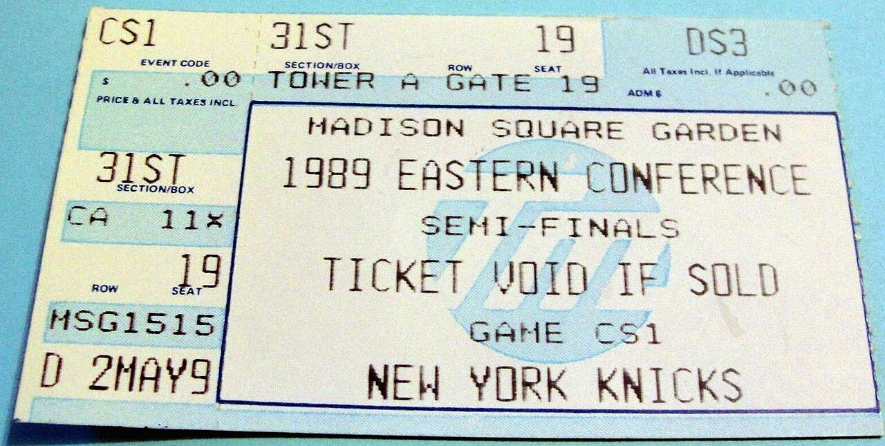 Richard Jefferson — 1989 NBA Eastern Conference Semifinals - Game 1 - Chicago Bulls at New York Knicks 1989-05-09 (ticket)