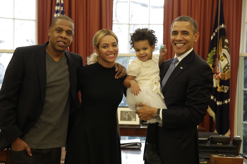Blue Ivy Carter — Jay Z Beyonce and Blue Ivy Carter with Barack Obama